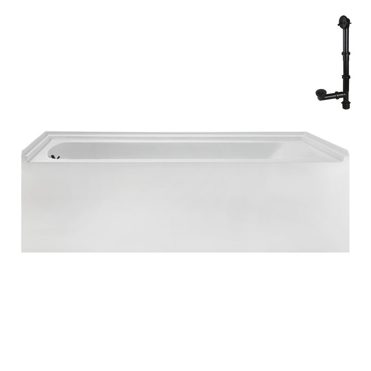 Glossy White Acrylic Alcove Bathtub with Matte Black Trim