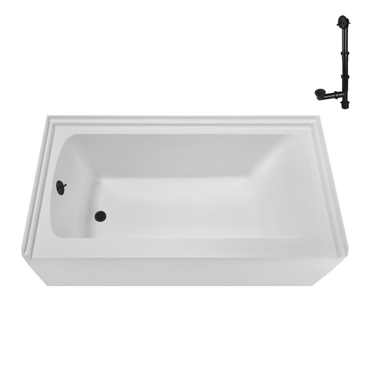 Glossy White Acrylic Alcove Bathtub with Matte Black Trim
