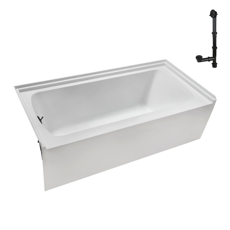 Glossy White Acrylic Alcove Bathtub with Matte Black Trim
