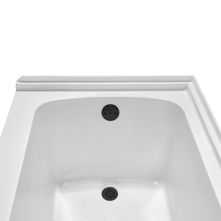 Glossy White Acrylic Alcove Bathtub with Matte Black Trim