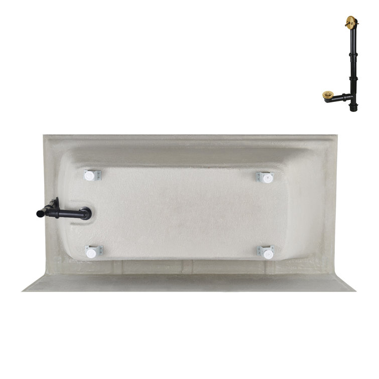 Glossy White Acrylic Alcove Bathtub with Brushed Gold Trim