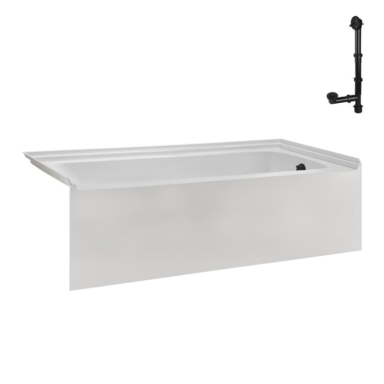 Glossy White Acrylic Alcove Bathtub with Matte Black Trim