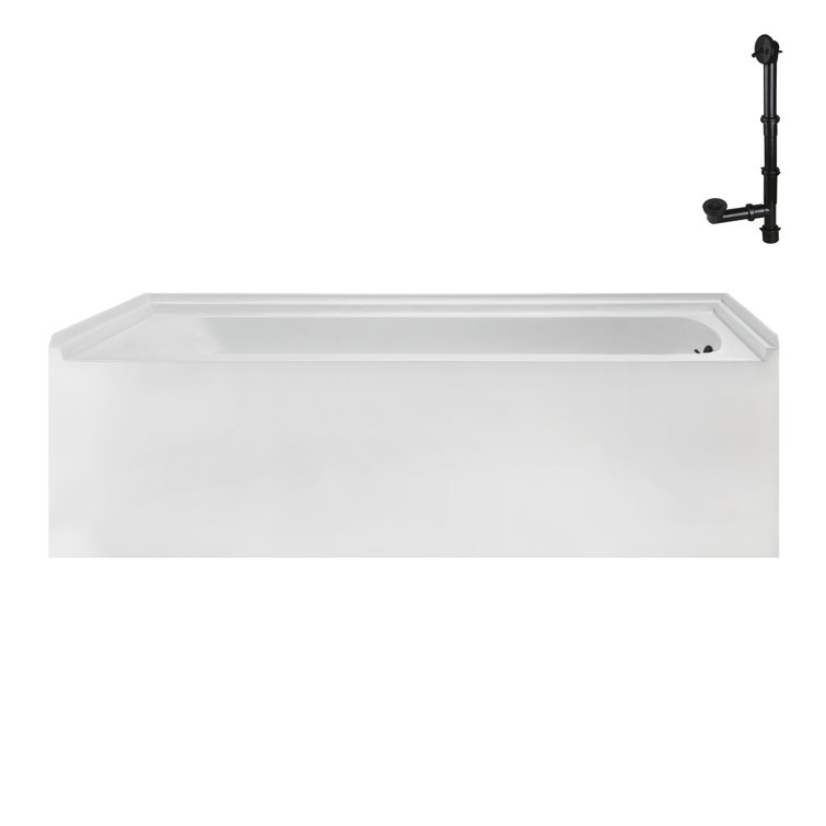 Glossy White Acrylic Alcove Bathtub with Matte Black Trim