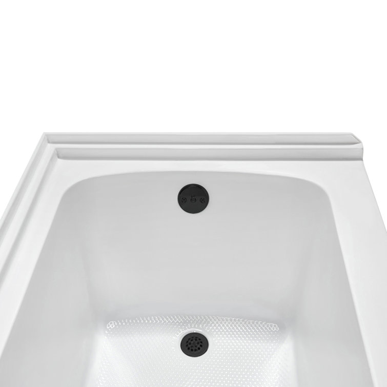 Glossy White Acrylic Alcove Bathtub with Matte Black Trim
