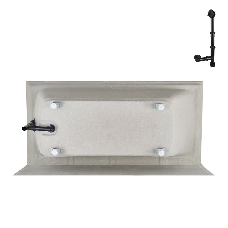 Glossy White Acrylic Alcove Bathtub with Matte Black Trim
