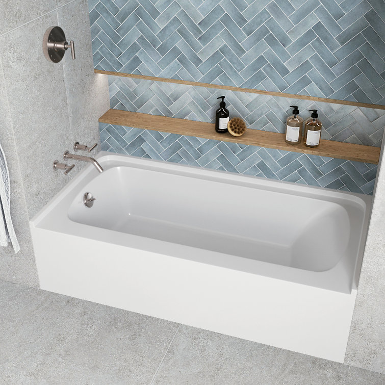 Glossy White 60" x 30" Acrylic Right-Hand Drain Alcove Bathtub