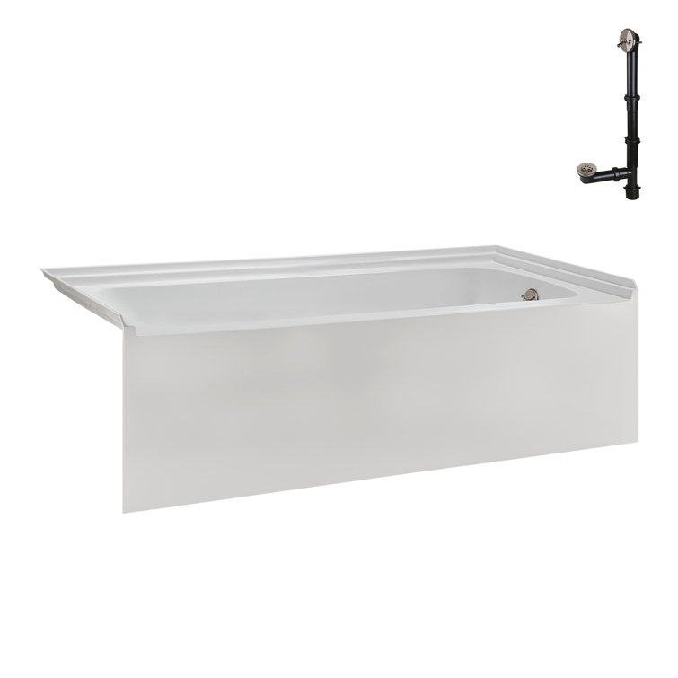 Glossy White 60" x 30" Acrylic Right-Hand Drain Alcove Bathtub