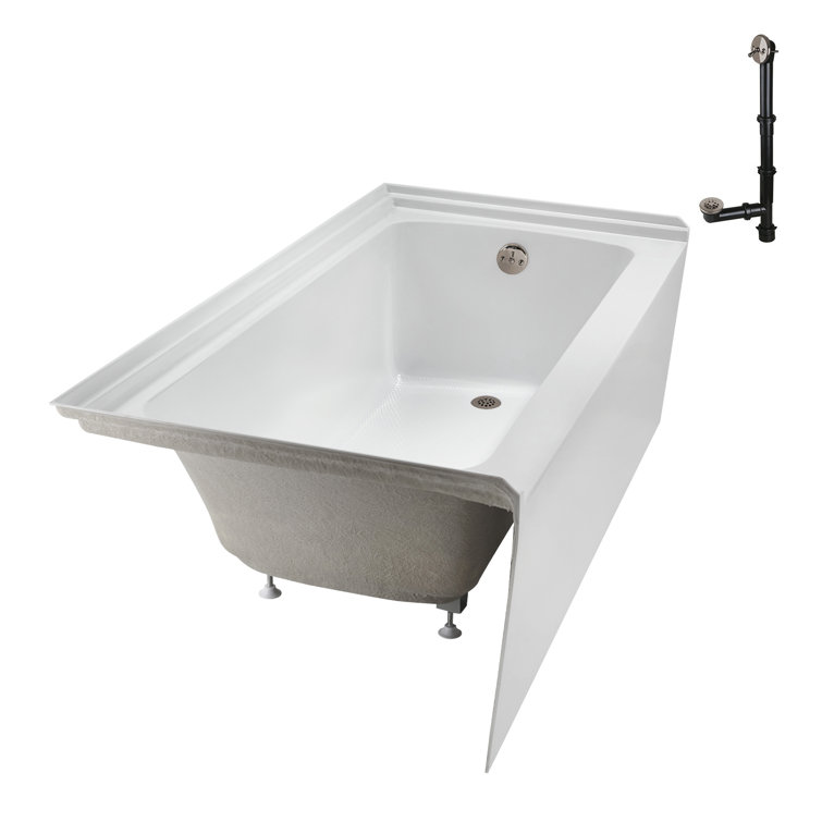 Glossy White 60" x 30" Acrylic Right-Hand Drain Alcove Bathtub