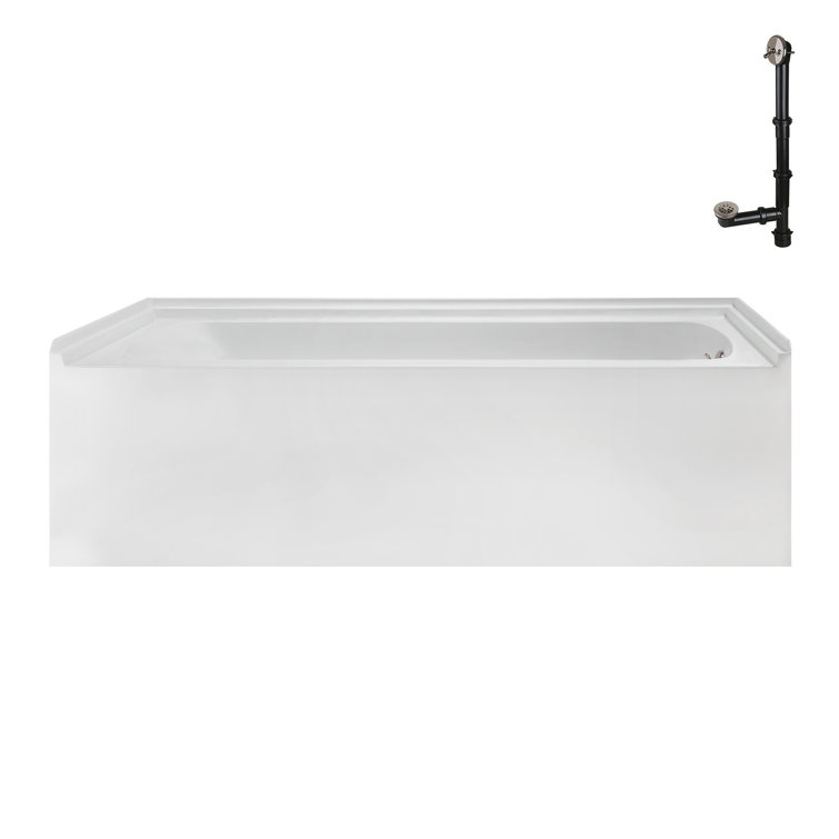 Glossy White 60" x 30" Acrylic Right-Hand Drain Alcove Bathtub