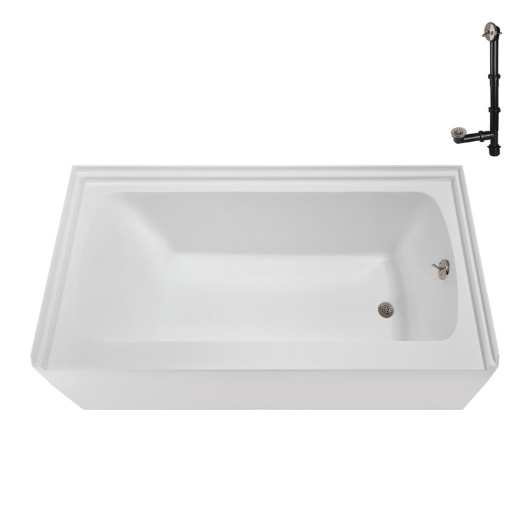 Glossy White 60" x 30" Acrylic Right-Hand Drain Alcove Bathtub