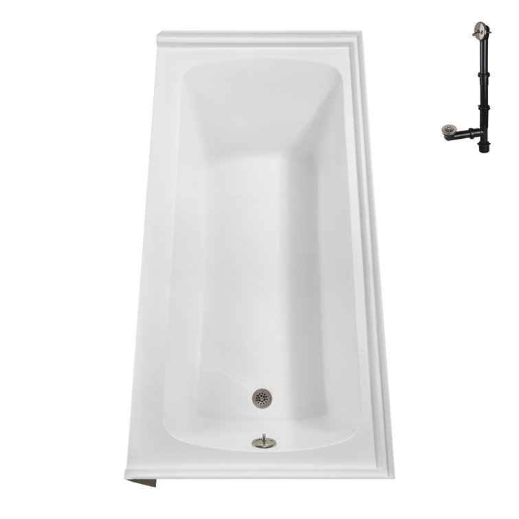 Glossy White 60" x 30" Acrylic Right-Hand Drain Alcove Bathtub