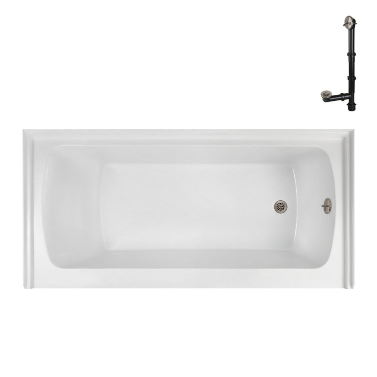Glossy White 60" x 30" Acrylic Right-Hand Drain Alcove Bathtub