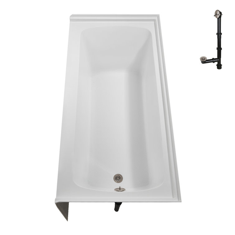 Glossy White 60" x 30" Acrylic Right-Hand Drain Alcove Bathtub