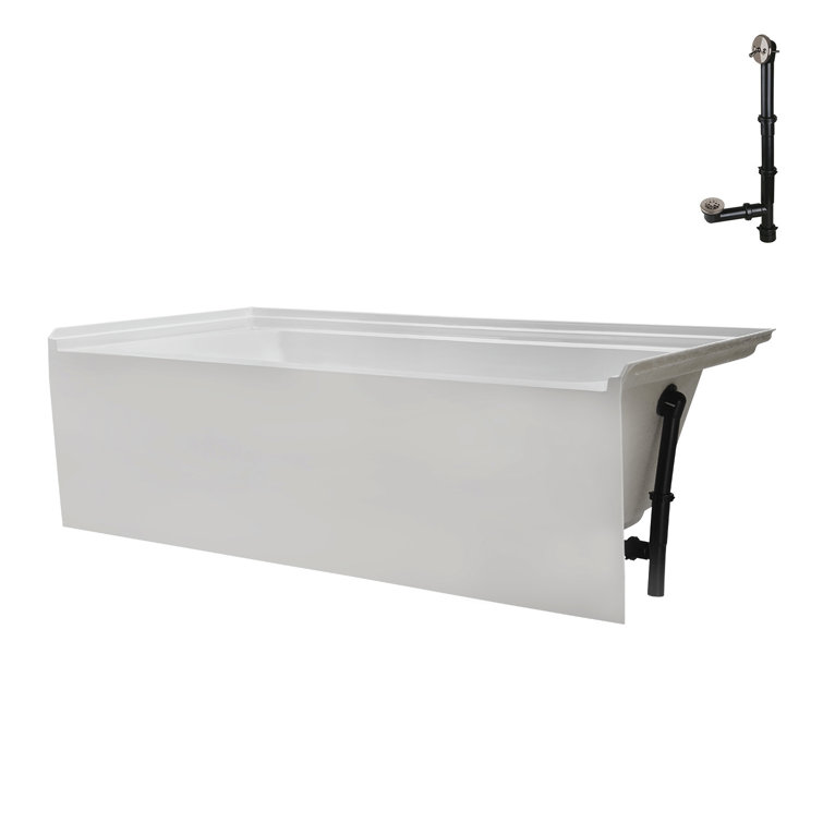 Glossy White 60" x 30" Acrylic Right-Hand Drain Alcove Bathtub