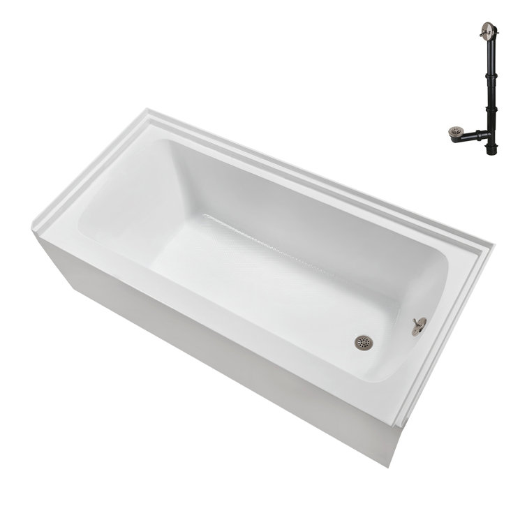 Glossy White 60" x 30" Acrylic Right-Hand Drain Alcove Bathtub