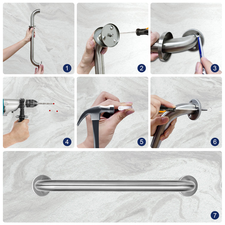 Brushed Stainless Steel 12" Bathroom Safety Grab Bar