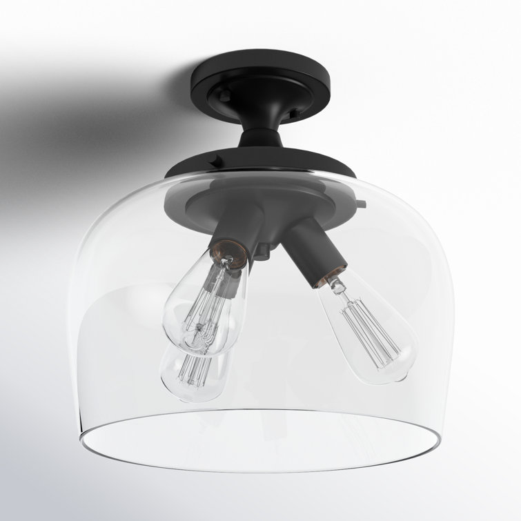 Ashford Matte Black Nickel Globe 13" Semi-Flush Ceiling Light