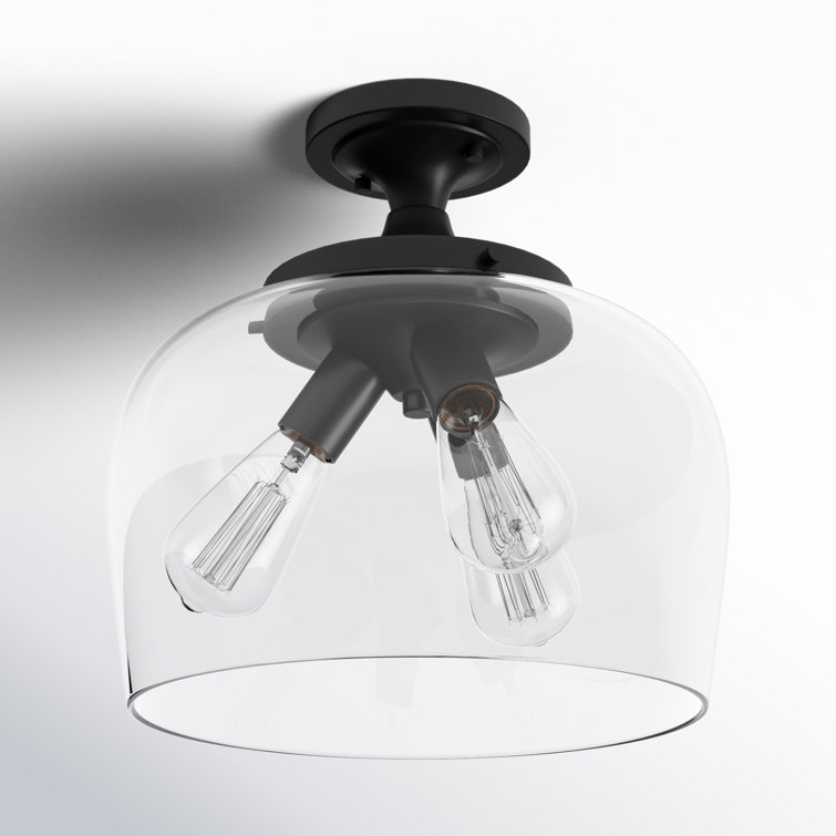 Ashford Matte Black Nickel Globe 13" Semi-Flush Ceiling Light