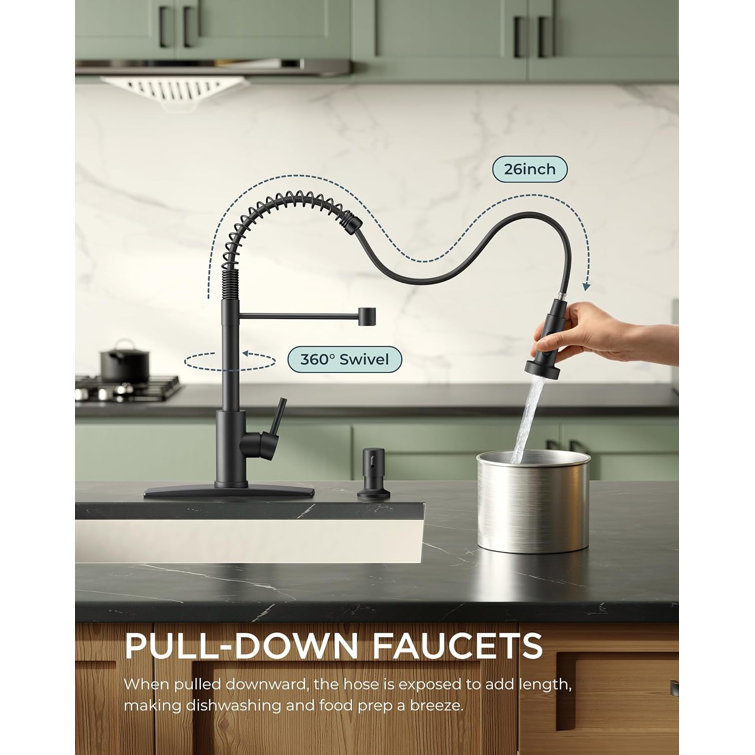 Matte Black Stainless Steel Pull Down Kitchen Faucet