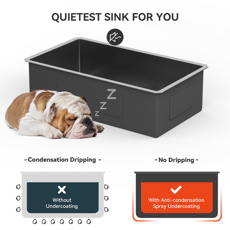 32" Gunmetal Black Stainless Steel Undermount Single Bowl Kitchen Sink