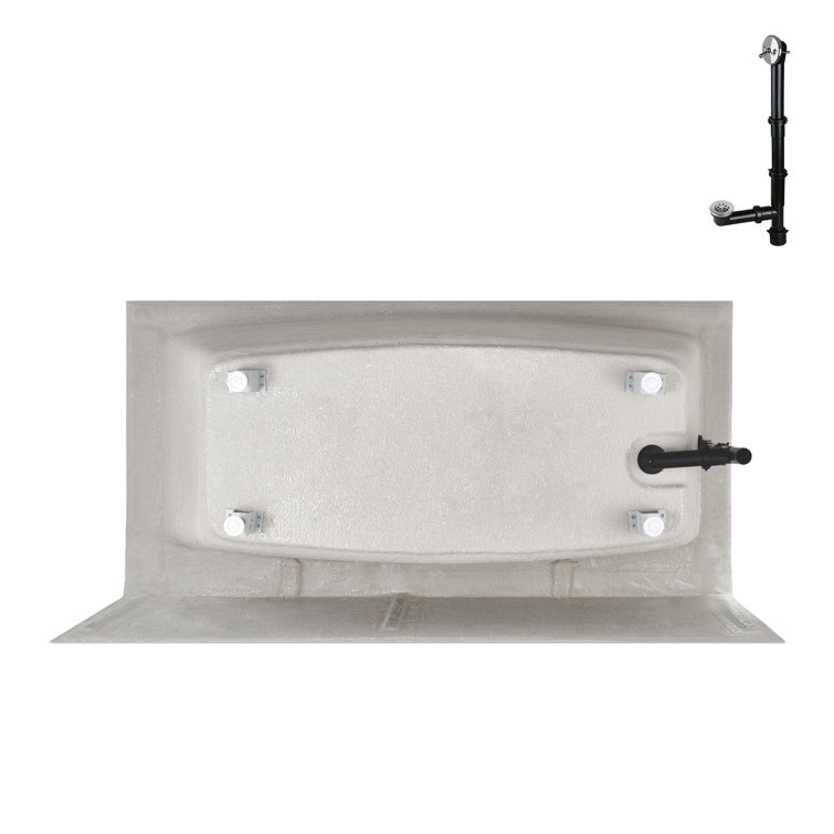 Glossy White Acrylic Rectangular Alcove Bathtub with Polished Chrome Drain