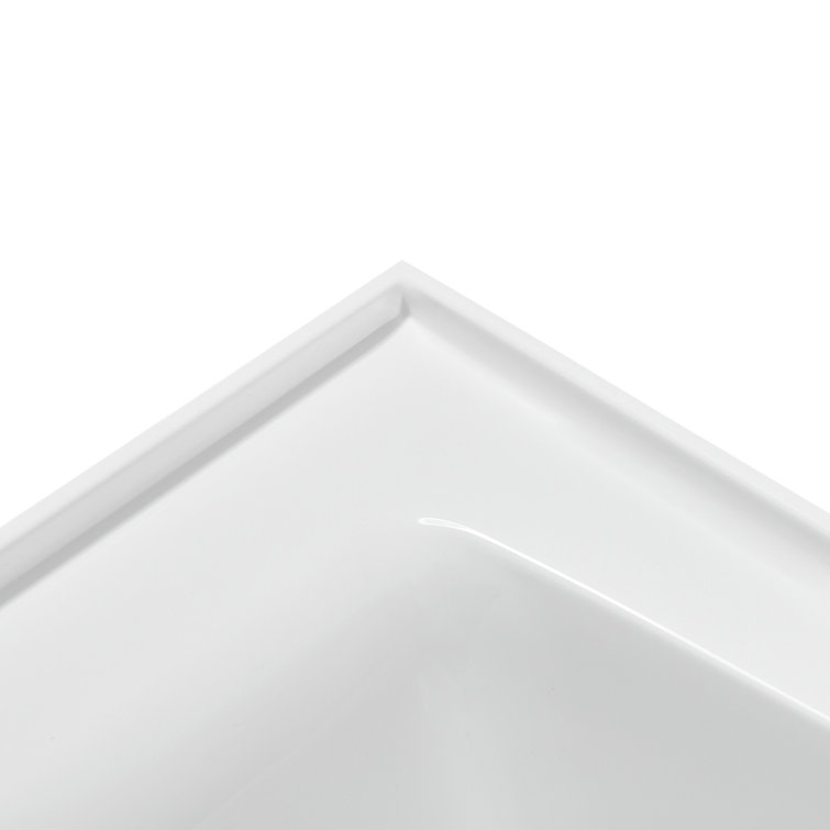 Glossy White Acrylic Right-Hand Drain Alcove Bathtub with Polished Chrome External Drain