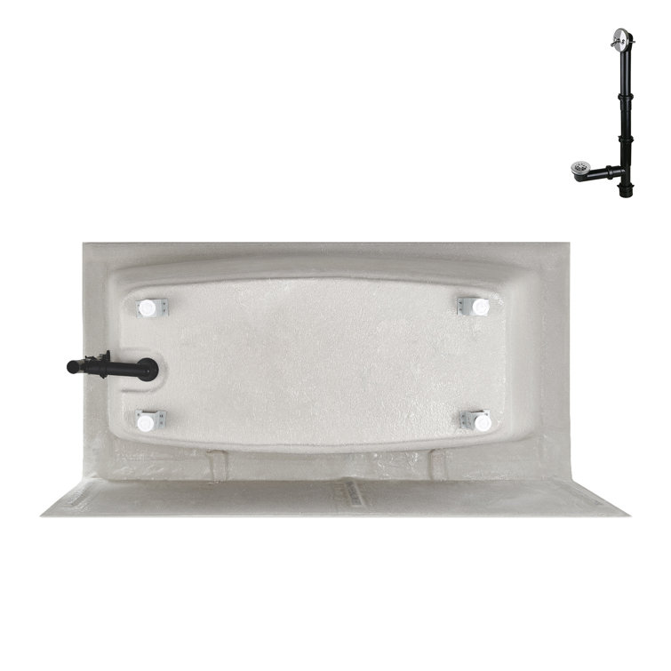 Glossy White Acrylic Right-Hand Drain Alcove Bathtub with Polished Chrome External Drain