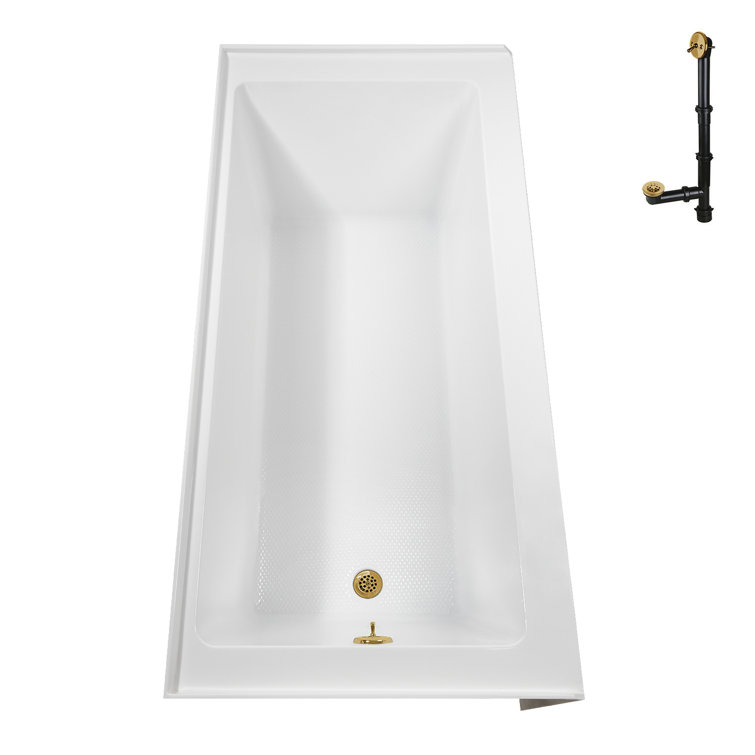 60-Inch Glossy White Acrylic Right-Hand Drain Alcove Bathtub