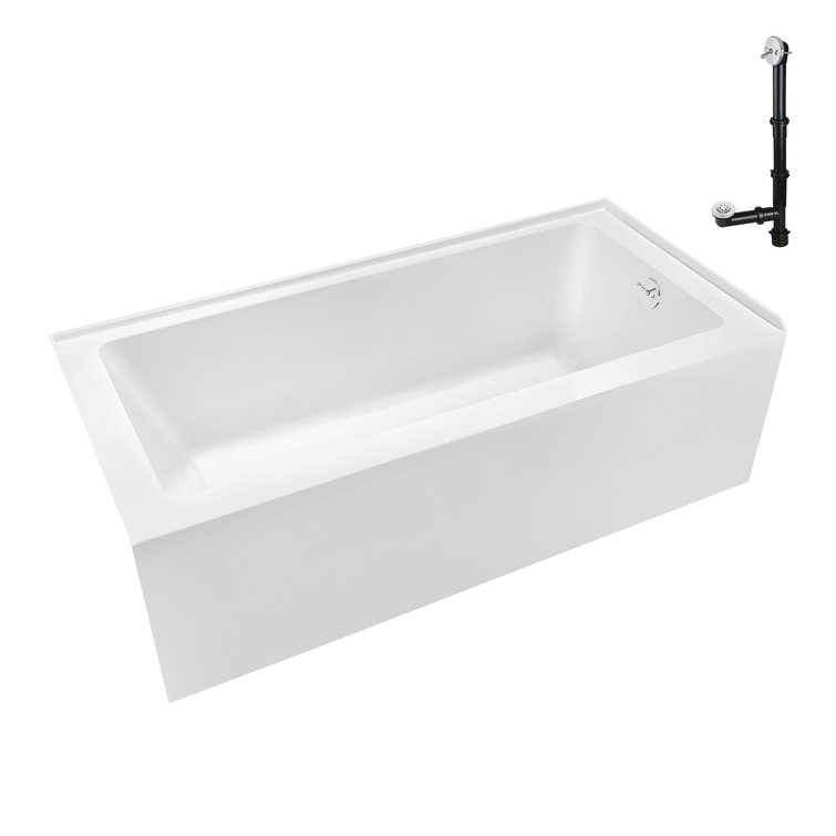 60-Inch Glossy White Acrylic Right-Hand Drain Alcove Bathtub