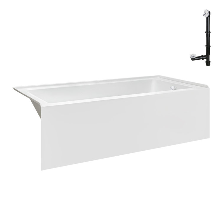 60-Inch Glossy White Acrylic Right-Hand Drain Alcove Bathtub