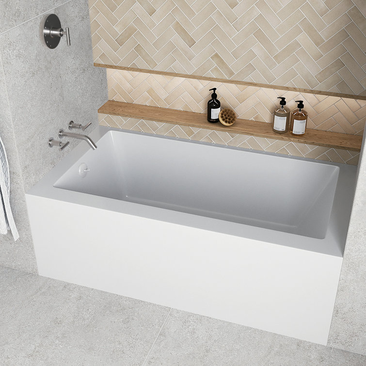 60-Inch Glossy White Acrylic Right-Hand Drain Alcove Bathtub