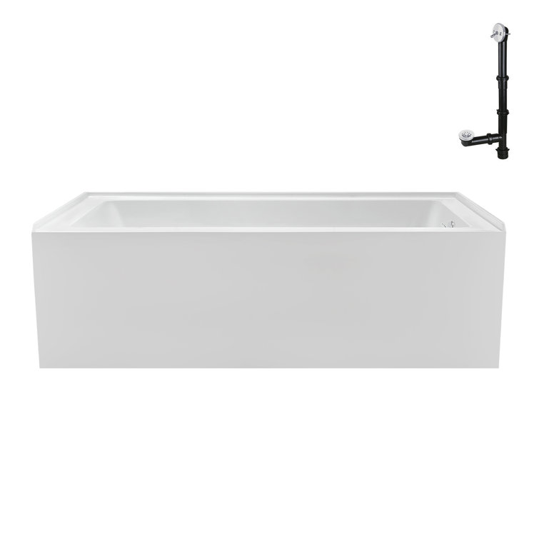 60-Inch Glossy White Acrylic Right-Hand Drain Alcove Bathtub