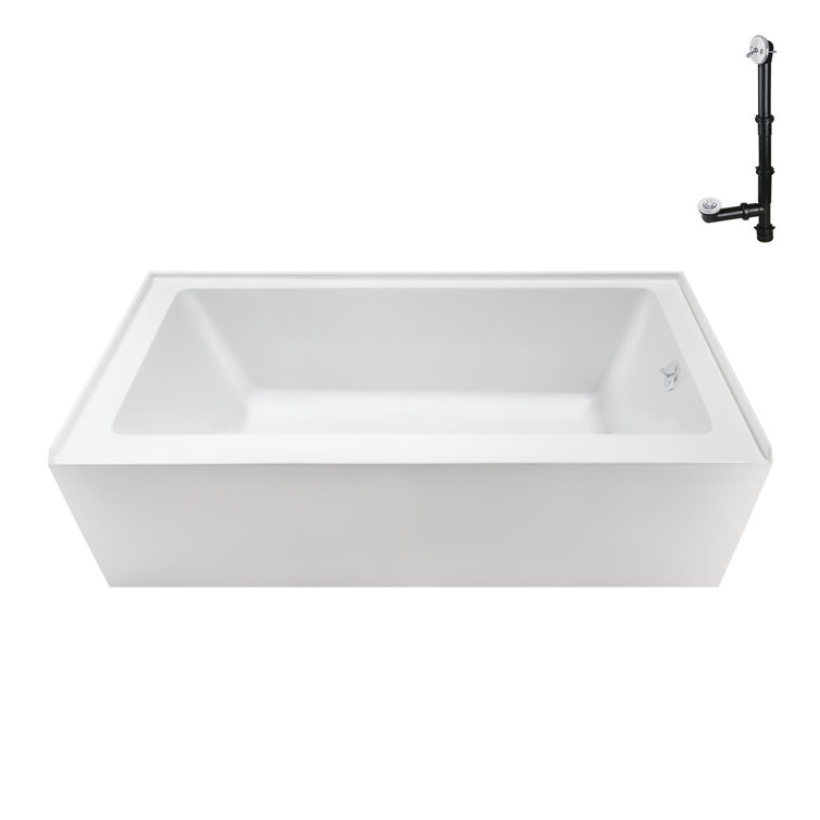 60-Inch Glossy White Acrylic Right-Hand Drain Alcove Bathtub