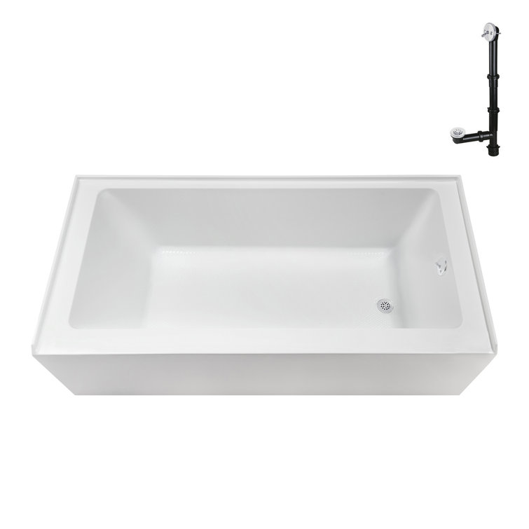 60-Inch Glossy White Acrylic Right-Hand Drain Alcove Bathtub