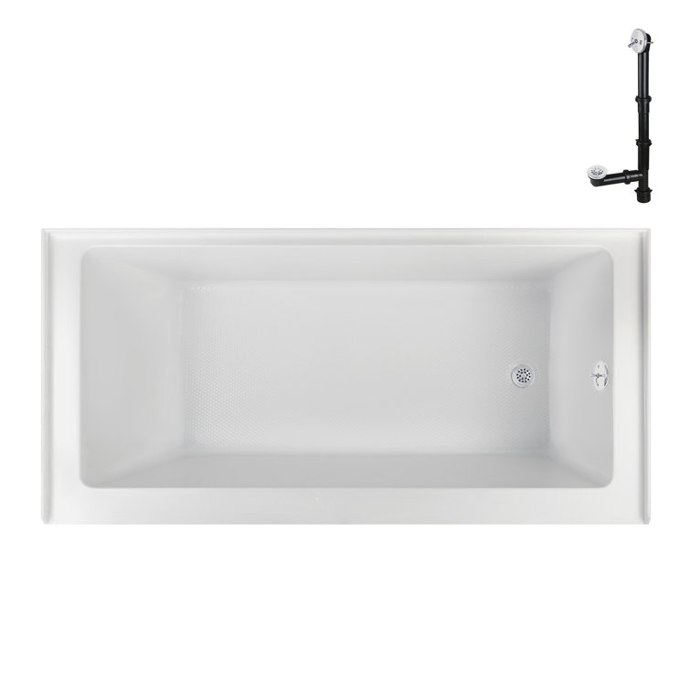60-Inch Glossy White Acrylic Right-Hand Drain Alcove Bathtub