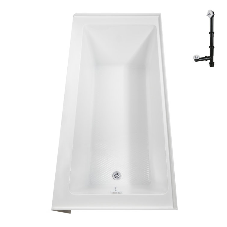 60-Inch Glossy White Acrylic Right-Hand Drain Alcove Bathtub