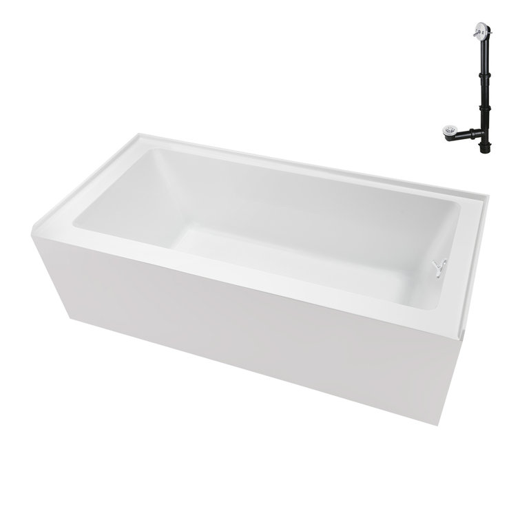 60-Inch Glossy White Acrylic Right-Hand Drain Alcove Bathtub