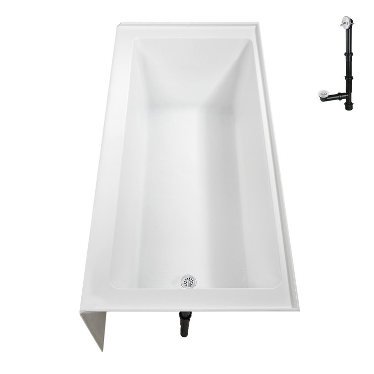 60-Inch Glossy White Acrylic Right-Hand Drain Alcove Bathtub