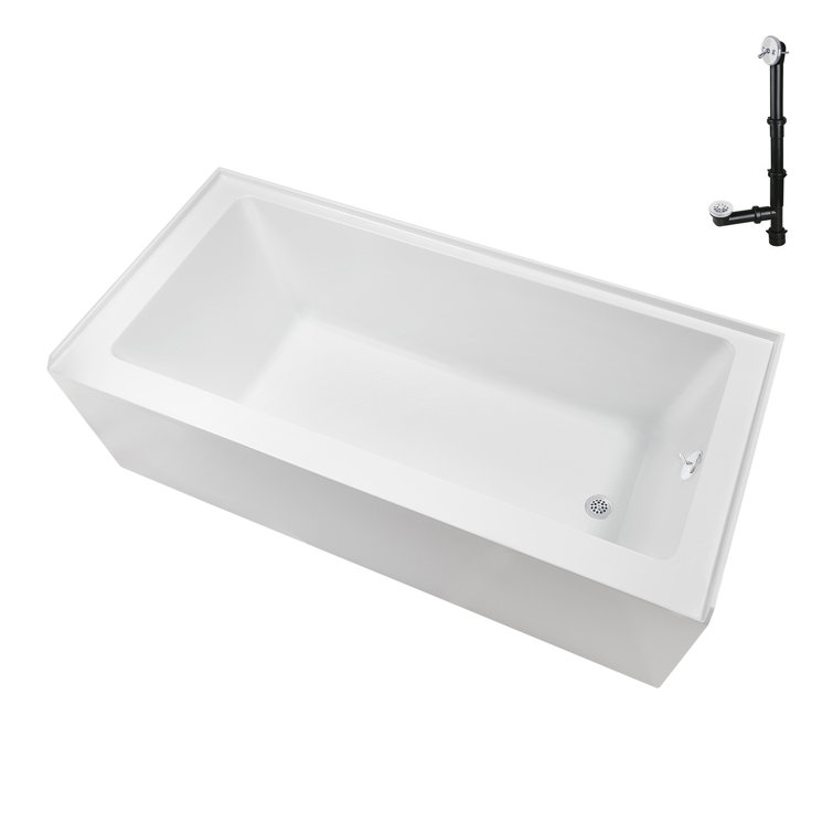60-Inch Glossy White Acrylic Right-Hand Drain Alcove Bathtub