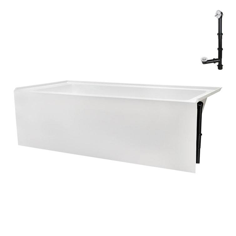 60-Inch Glossy White Acrylic Right-Hand Drain Alcove Bathtub