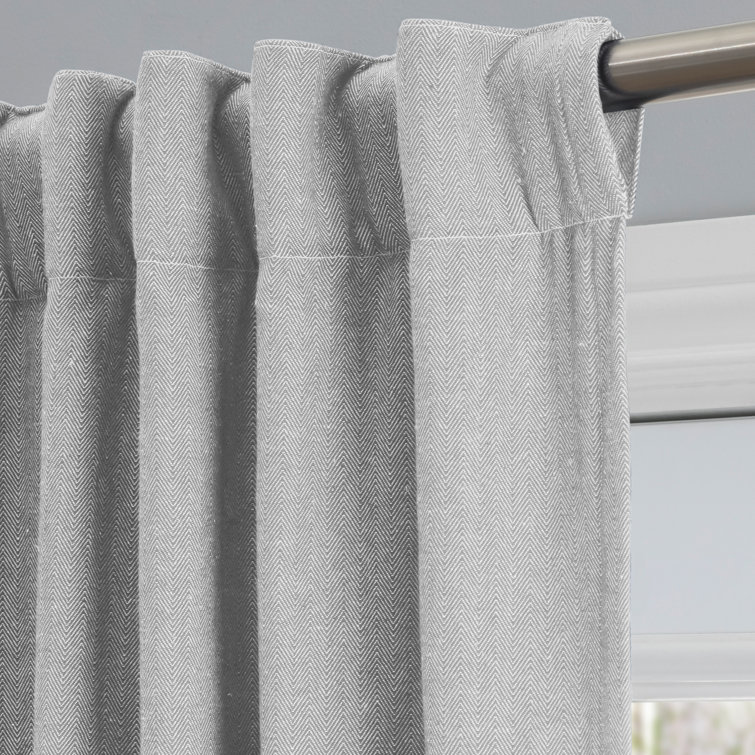 Gray Pleated Cotton Light-Filtering Rod Pocket Panel