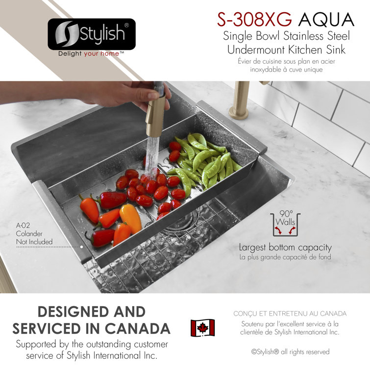 Stylish 19" Stainless Steel Undermount Single Bowl Kitchen Sink