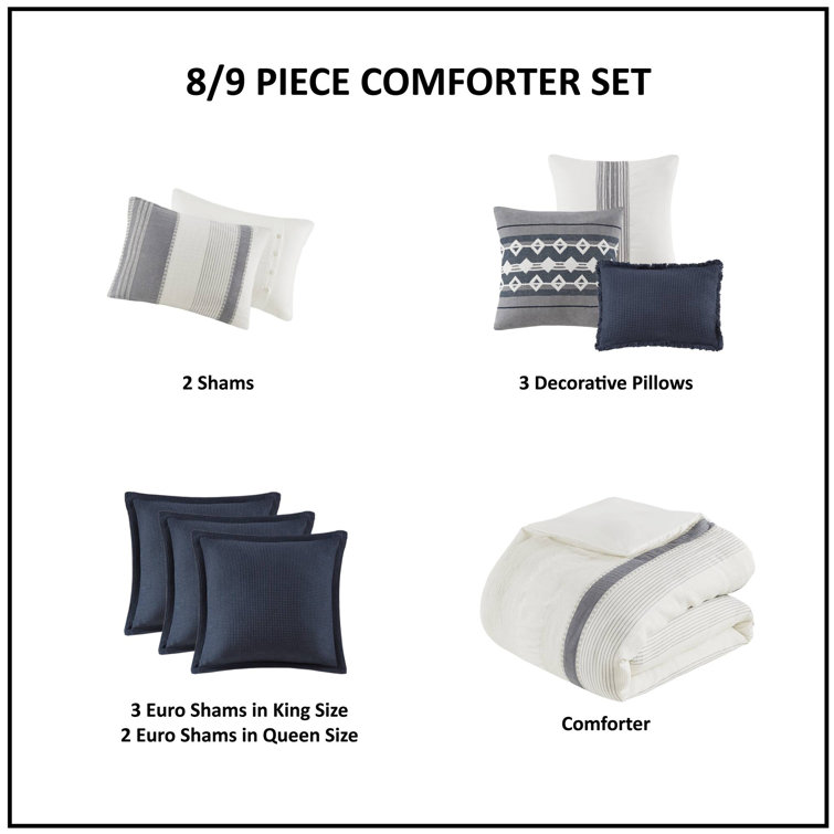 Murphy Full Blue Cotton Jacquard Comforter Set