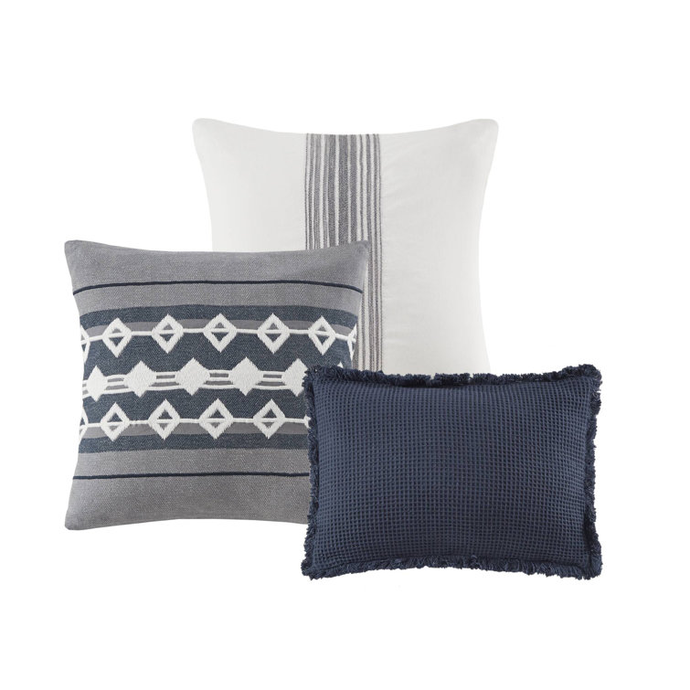 Murphy Full Blue Cotton Jacquard Comforter Set