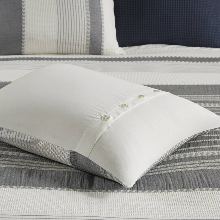 Murphy Full Blue Cotton Jacquard Comforter Set