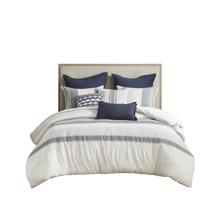 Murphy Full Blue Cotton Jacquard Comforter Set