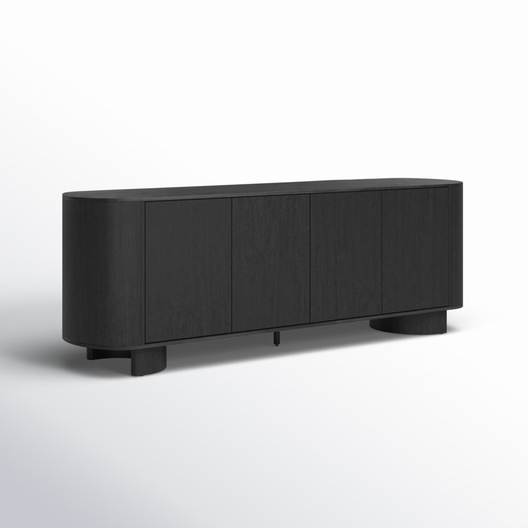 Paden 94'' Black Acacia Sideboard with Curved Legs