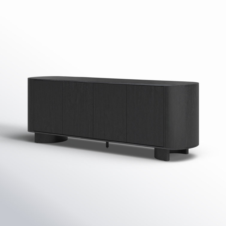 Paden 94'' Black Acacia Sideboard with Curved Legs