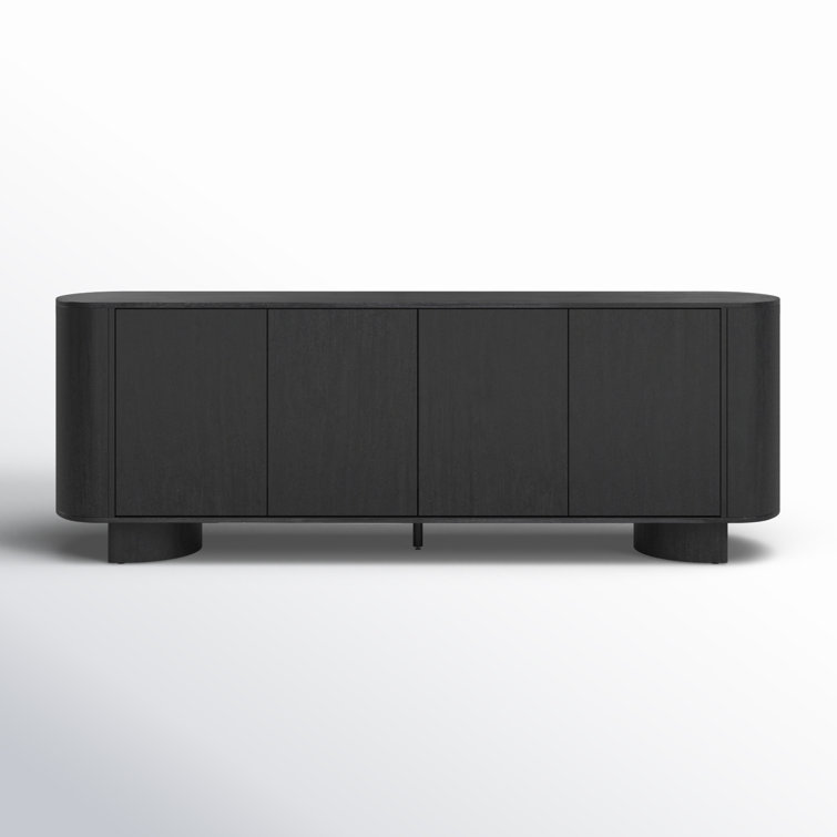 Paden 94'' Black Acacia Sideboard with Curved Legs