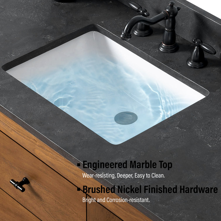 60" Single Bathroom Vanity Set with Black Limestone Top